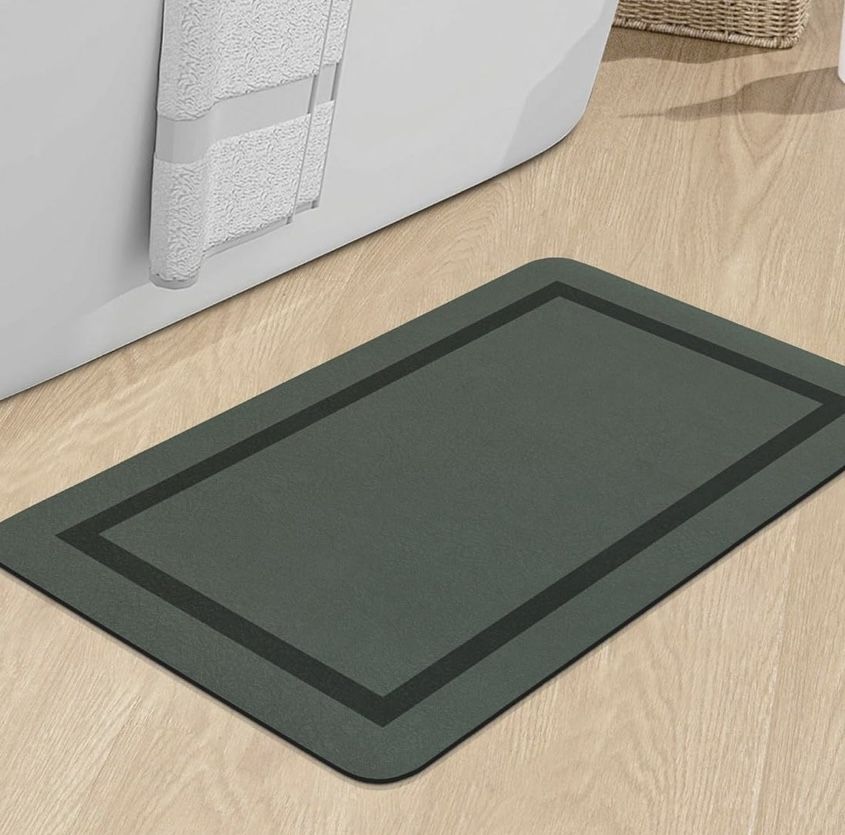chakme Bathroom Mat Rugs 24x16, Ultra Thin Magic Mat Bath Rug Non Slip Bath Rugs Quick Dry Absorbent Bath Mats for Bathroom Floor, (Dark Green, 24"x16