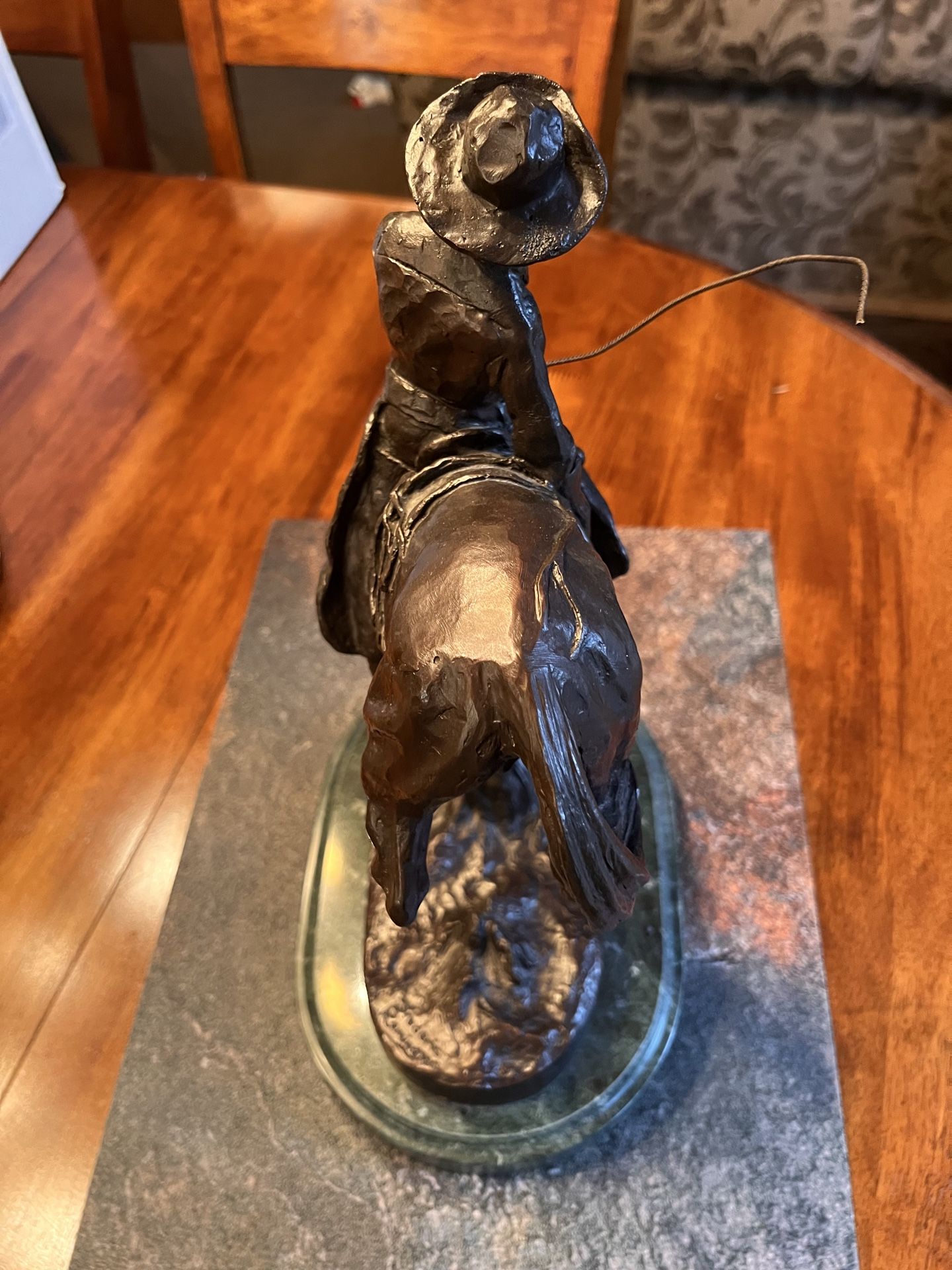 Frederick Remington “ The Outlaw" Statue with a Marble Base