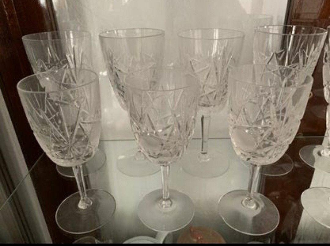 Vintage Cristal Cut Elegant Set Of 15 Glassware