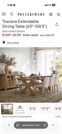 Pottery Barn Toscana Extendable Dining Table