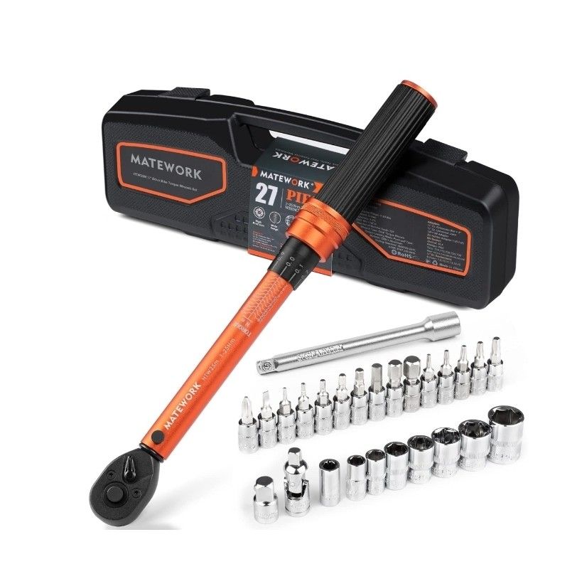 1/4 Inch Drive Click Torque Wrench, 27 PCS Bike Torque Wrench Set Double Scale (1-25Nm/https://offerup.com/redirect/?o=OC45LTIyMS4zbGIuaW4=), 0.1Nm Hi