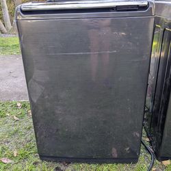 Samsung Grey top load washer and front load dryer