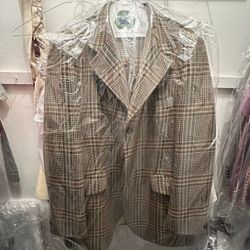Distressed Checkered Blazer 