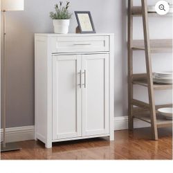 Crosley Furniture Savannah Storage Cabinet and Bathroom Organizer with a Drawer and Shelves, White