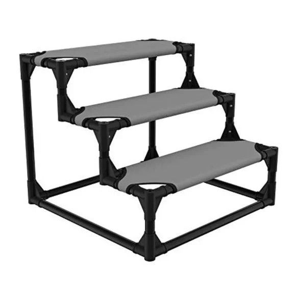 Veehoo Sturdy Pet Steps - Pet Stairs for Small Dogs and Cats, Doggie, Puppy and Older Cats Step for High Bed Couch, Silver Gray