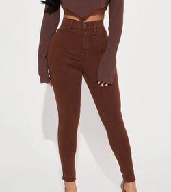 Womens Fashionnova Petite Classic High waisted brown Skinny Jeans Size 5