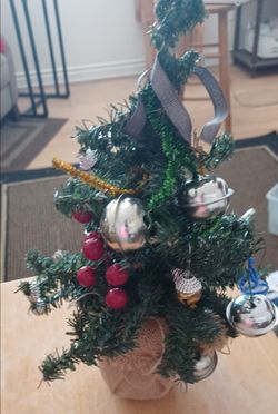 Small Christmas tree w bells about 1ft tall