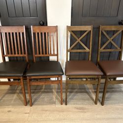 Folding Wooden Chairs - 4 For $40
