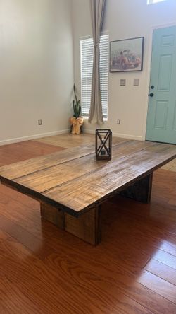 Solid Wood Farmhouse Style Coffee Table - Dark Walnut Stain