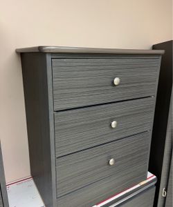 New nightstand grey two drawer/ mesa De noche gris 2 cajones