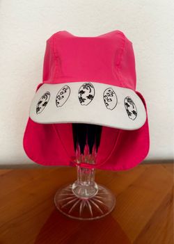 Pink Kids Sun Hat with Surf Print Brim
