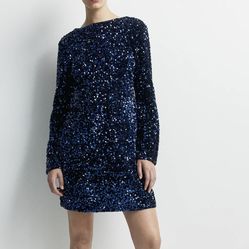 Sequined Dress Low-Cut Back