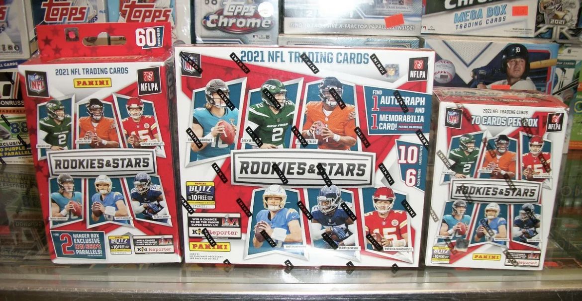 2021 ROOKIES & STARS FOOTBALL LONGEVITY + BLASTER + HANGER BOX SEALED LOT