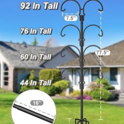 Shepherds Hooks for Outdoor, Thickened Bird Feeder Poles with 5 Prongs for Hanging Plant Baskets, Lanterns, Wedding Decor