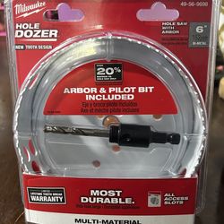 Milwaukee HOLE DOZER 6" Hole Saw New Arbor Pilot Bit