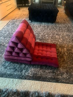 Thai 3 Fold Triangle Cushion Daybed Floor Recliner Mat Kapok Lounger Burgundy