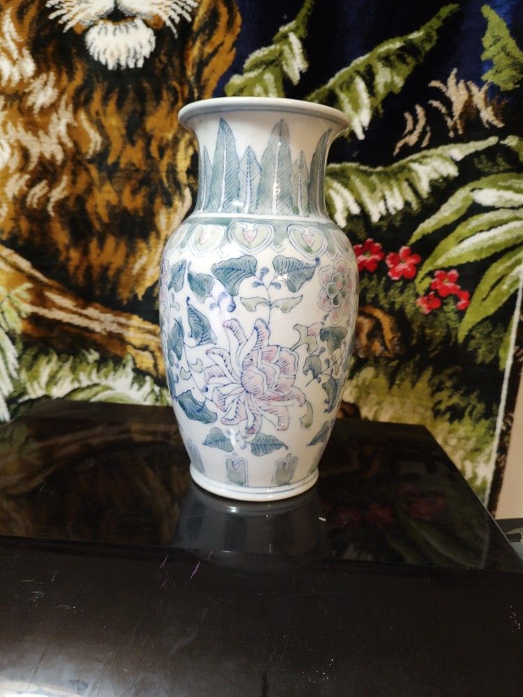 Vintage Floral China 10-1/4" Vase