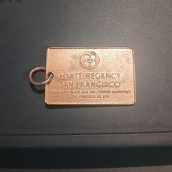 Vintage HYATT REGENCY SAN FRANCISCO Metal Hotel Room Key Fob/ Key Ring/ Key Tag