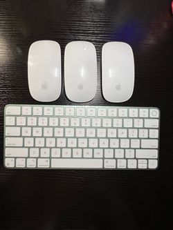 APPLE MAGIC KEYBOARD A2449 AND MOUSE A1657 WITH 2 APPLE MOUSE A1296 LOT