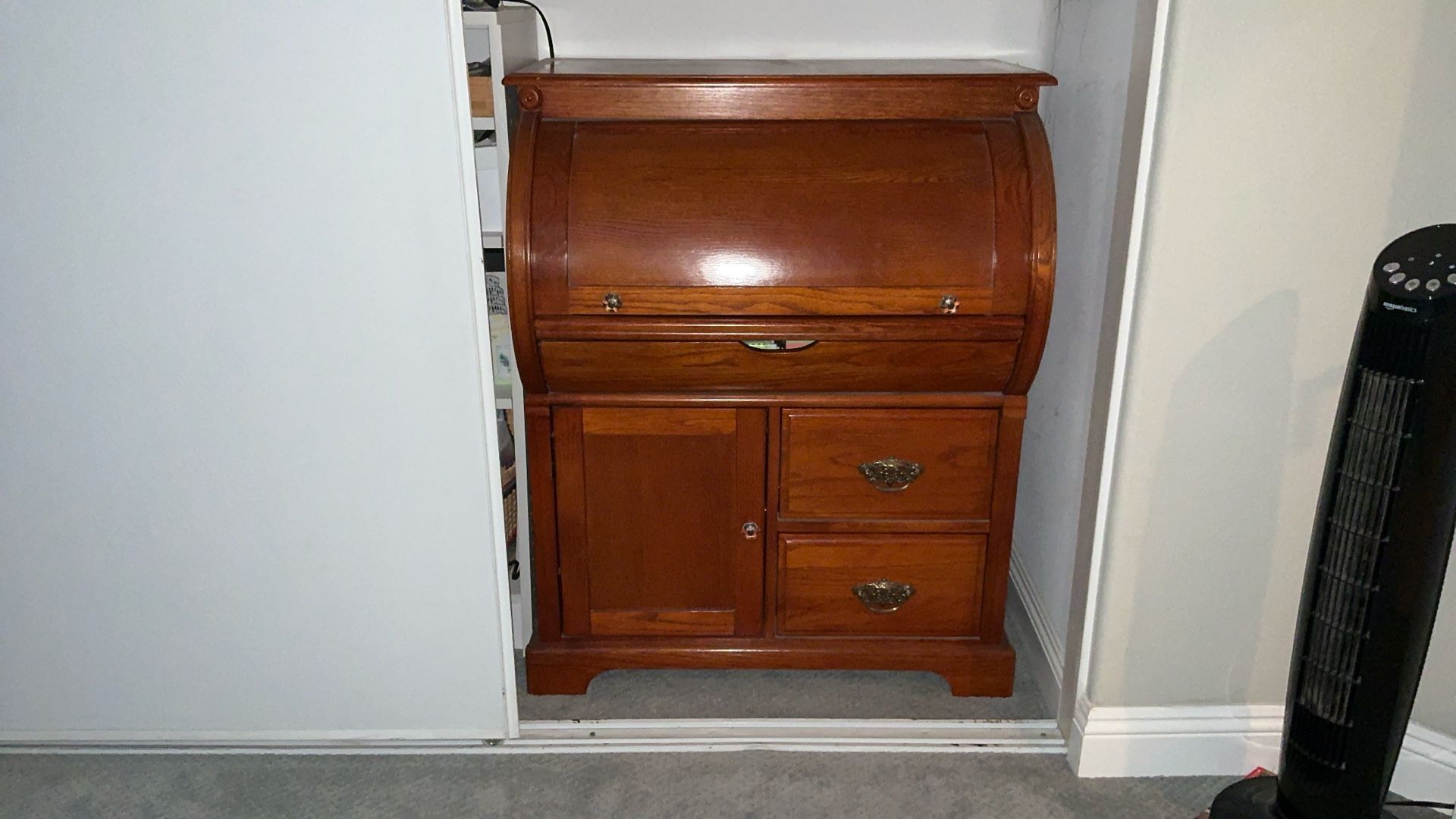 Barrel Roll Top Wood Desk