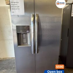 Frigidaire 25.6 cu ft Side-by-Side Refrigerator, Stainless, External Water/Ice Dispenser (GRSS2652AF)