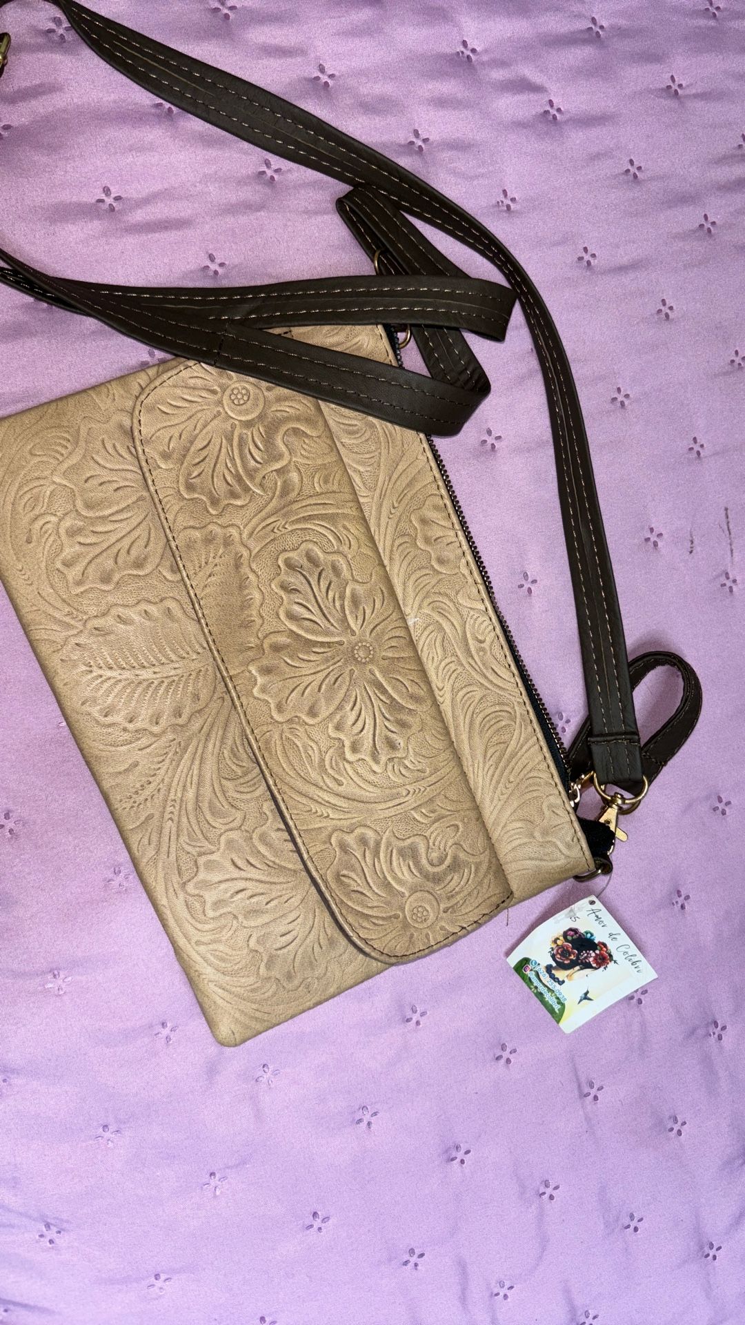 Real Leather Wristlet/ Crossbody