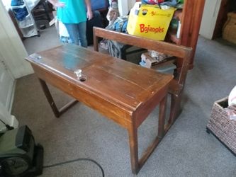 Antique child's learning table for school long time ago