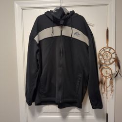 Black With Light Gray Stripe Sweat Jacket With Hood