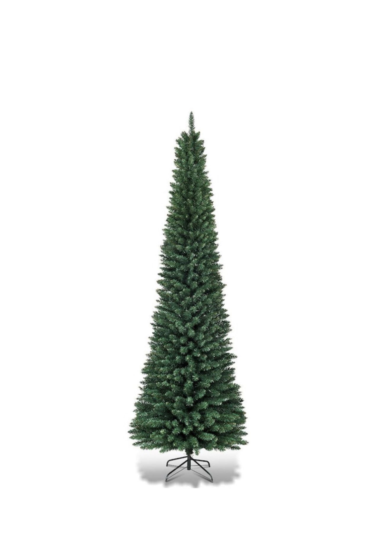 Costway 8 ft. Unlit Pencil Artificial Christmas Tree Slim Stand Green