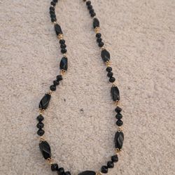 Black Beaded Necklace 