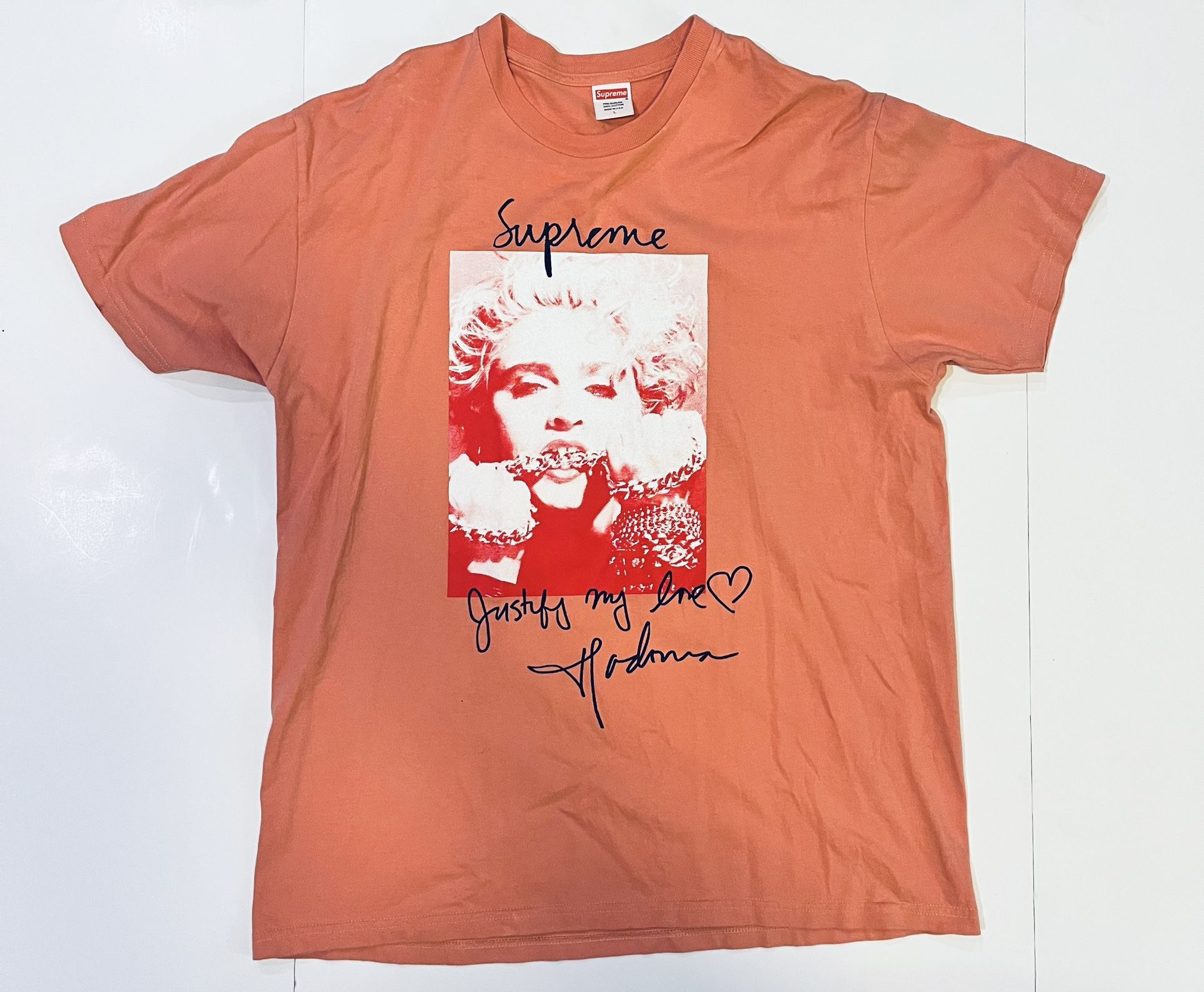 Pink Supreme Madonna Graphic Photo Tee Shirt - Terra Cotta - Size Large