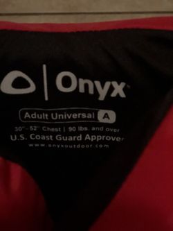 New onyx adult universal A life jacket