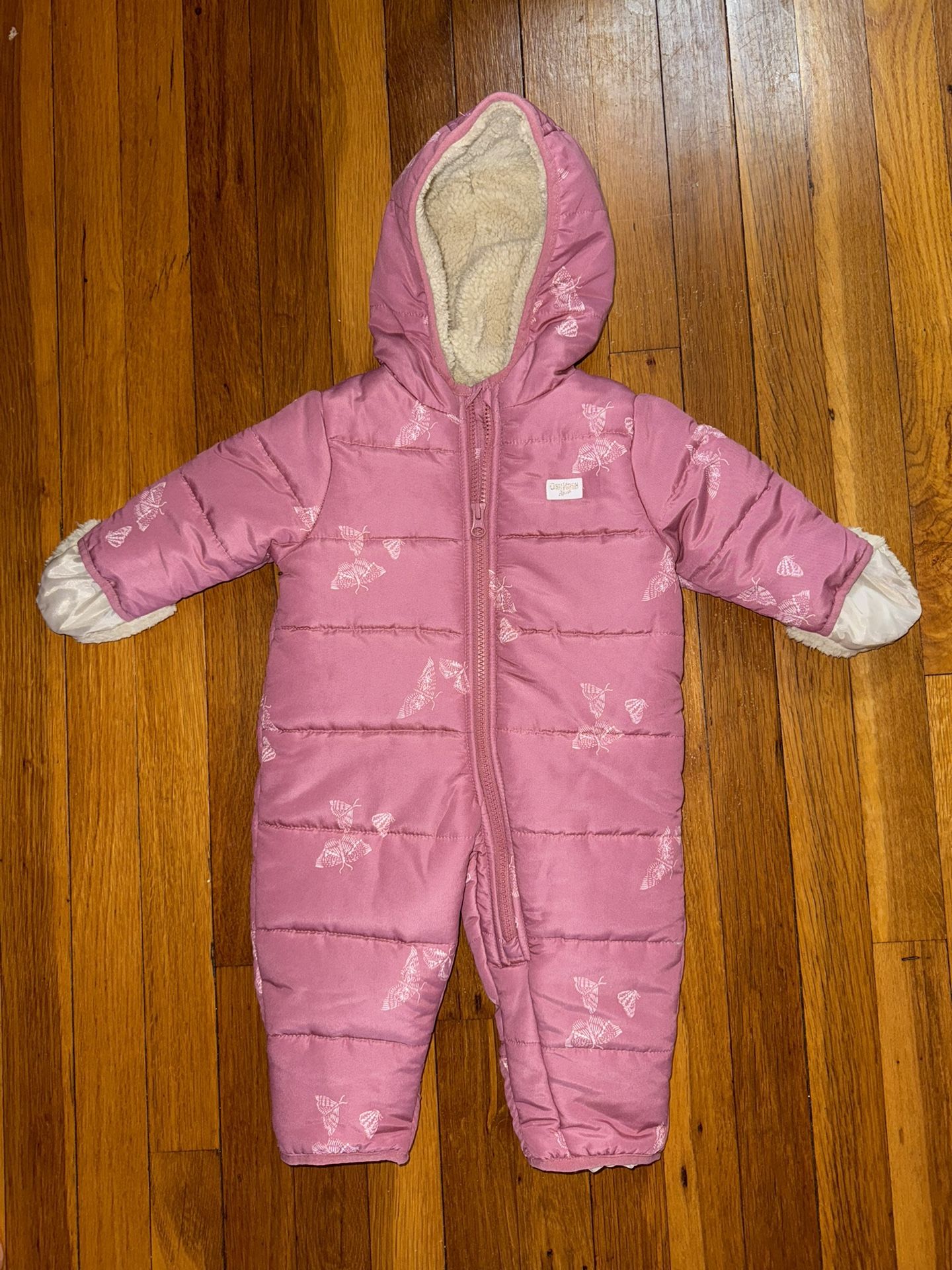 Oshkosh Pink Butterfly Print Baby Snowsuit