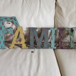 FAMILY Metal Wall Display In Multicolor Design Holiday Gift 30.5" Long.