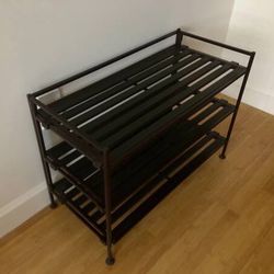 Crate & Barrel 3 - Tier Stackable Iron Shelf Closet Organizer Brown