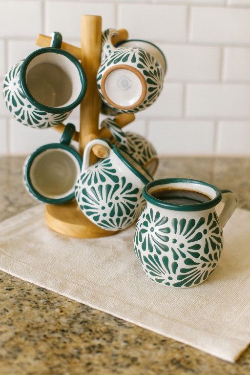 💥🇲🇽 Talavera Coffee Set Of 6 Mugs With Stand Included 🇲🇽💥Etsy Casamxartesanalstore