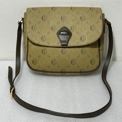 Rare Vintage Georges Barhel Paris ~ Women's PVC Beige Shoulder Bag 9" x 8" x 2"