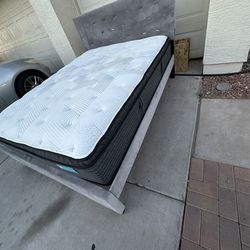 Grey, Queen size truffle bed with mattress