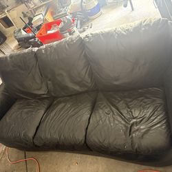 Black Leather 3-Seater Couch – Great Condition