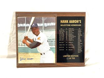 Mint Condition (755 Made) Signed Hall Of Famer (Hank Aaron’s) Milestone Home Run Plaque. This Is 135 Out Of 755 Issued. 