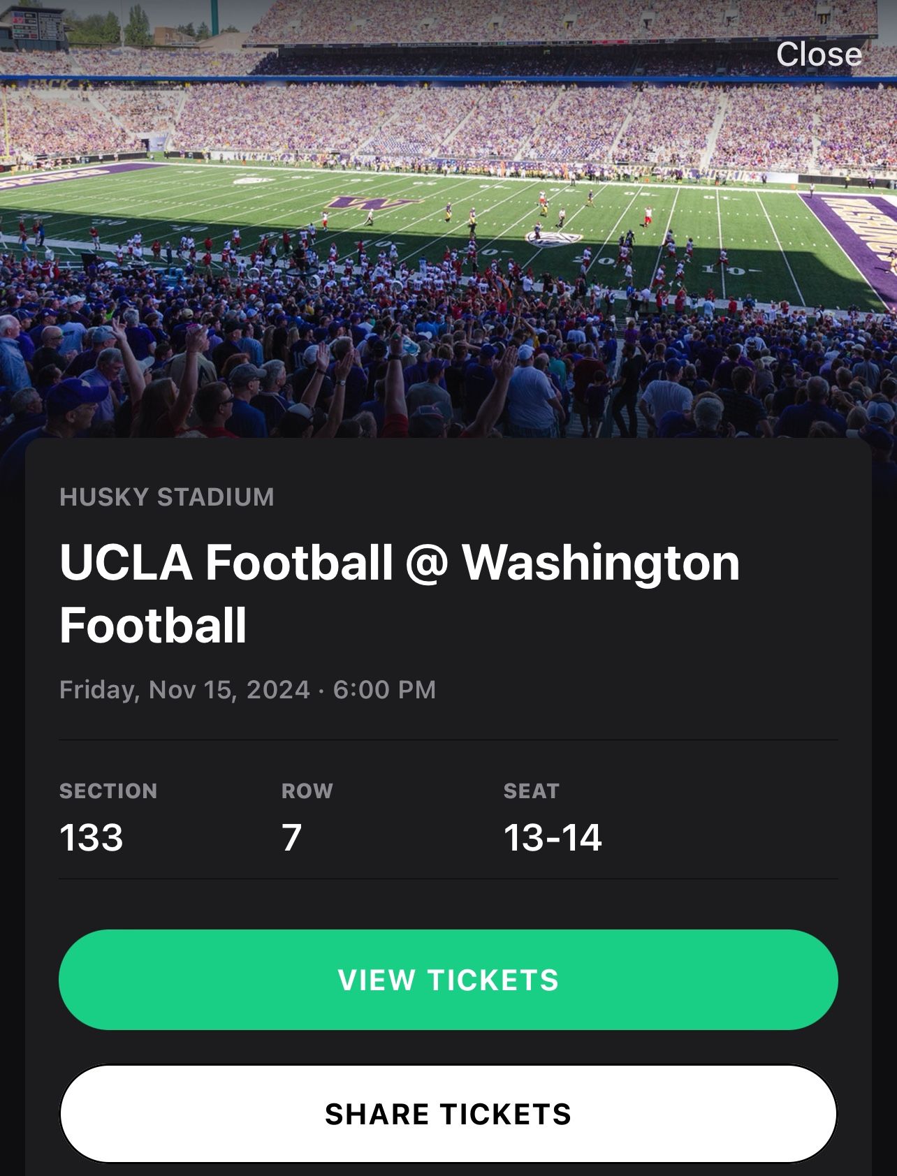 UW Huskies vs UCLA Bruins Nov 15