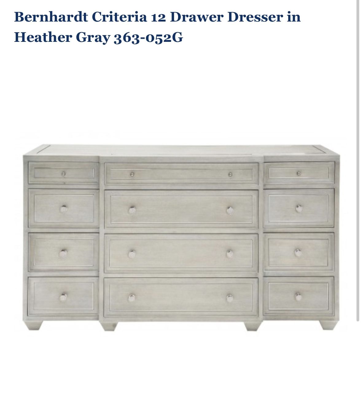 Bernhardt Criteria 12 Drawer Dresser in Heather Gray 363-052G