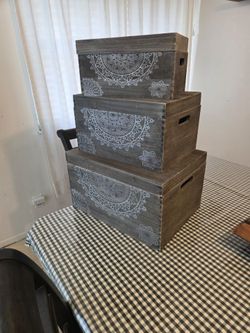 Set of 3 Nesting Wooden Storage Crates
