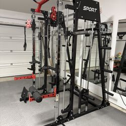 Smith machine Home Gym + 255lbs Plates, Bench And 45lb Barbell