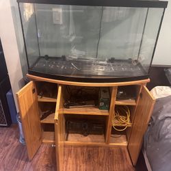 Complete Bow front 45 Gallon Aquarium Setup 