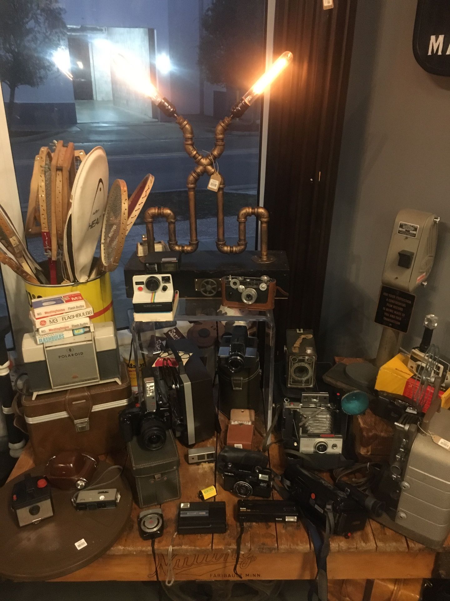 Antique cameras and accessories