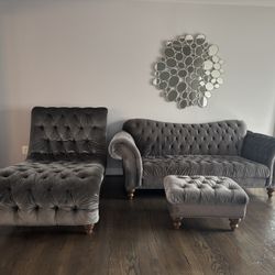 Gray Velvet Living Room Set