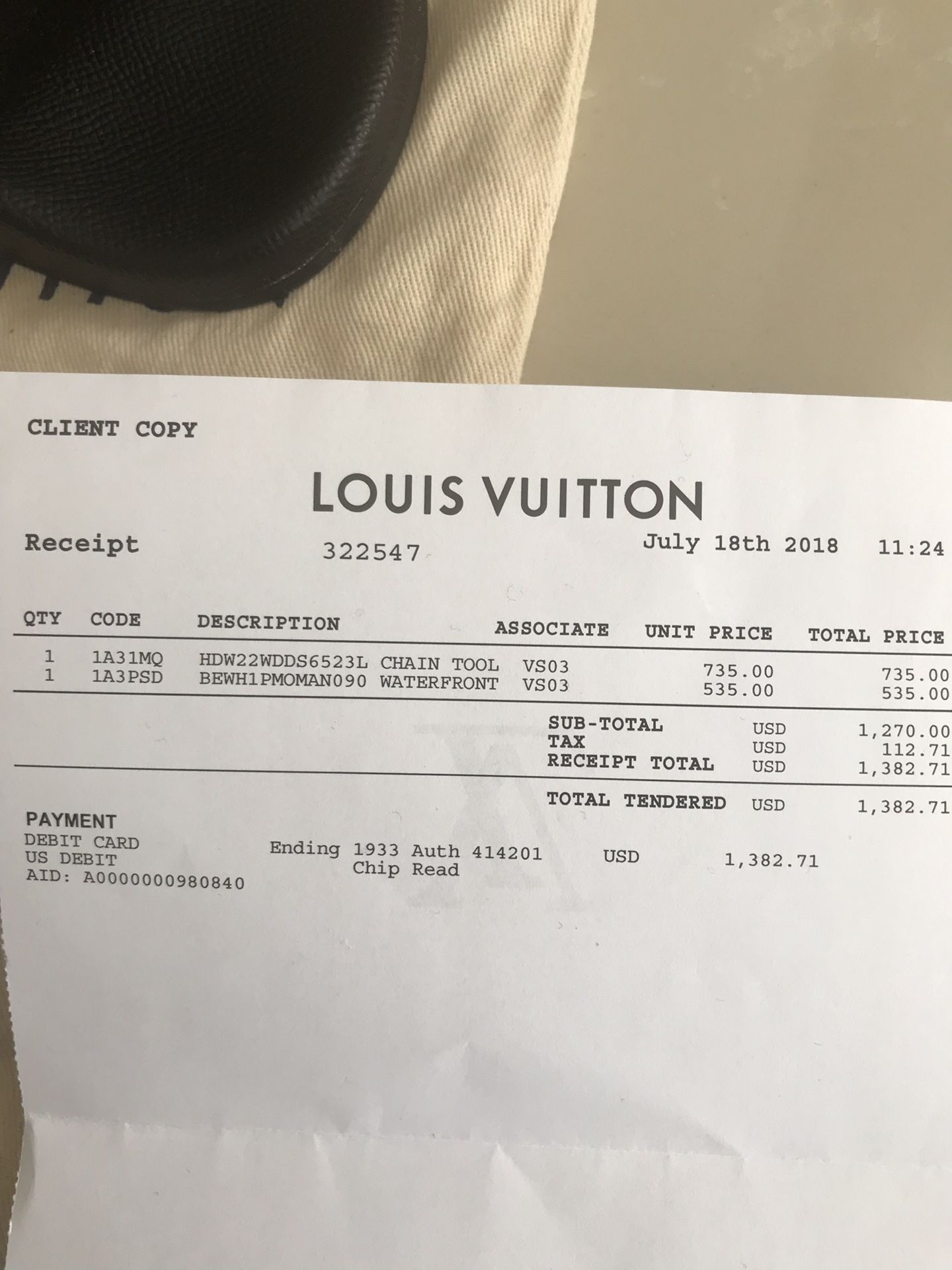 Louis Vuitton Waterfront Mule Gift Receipt