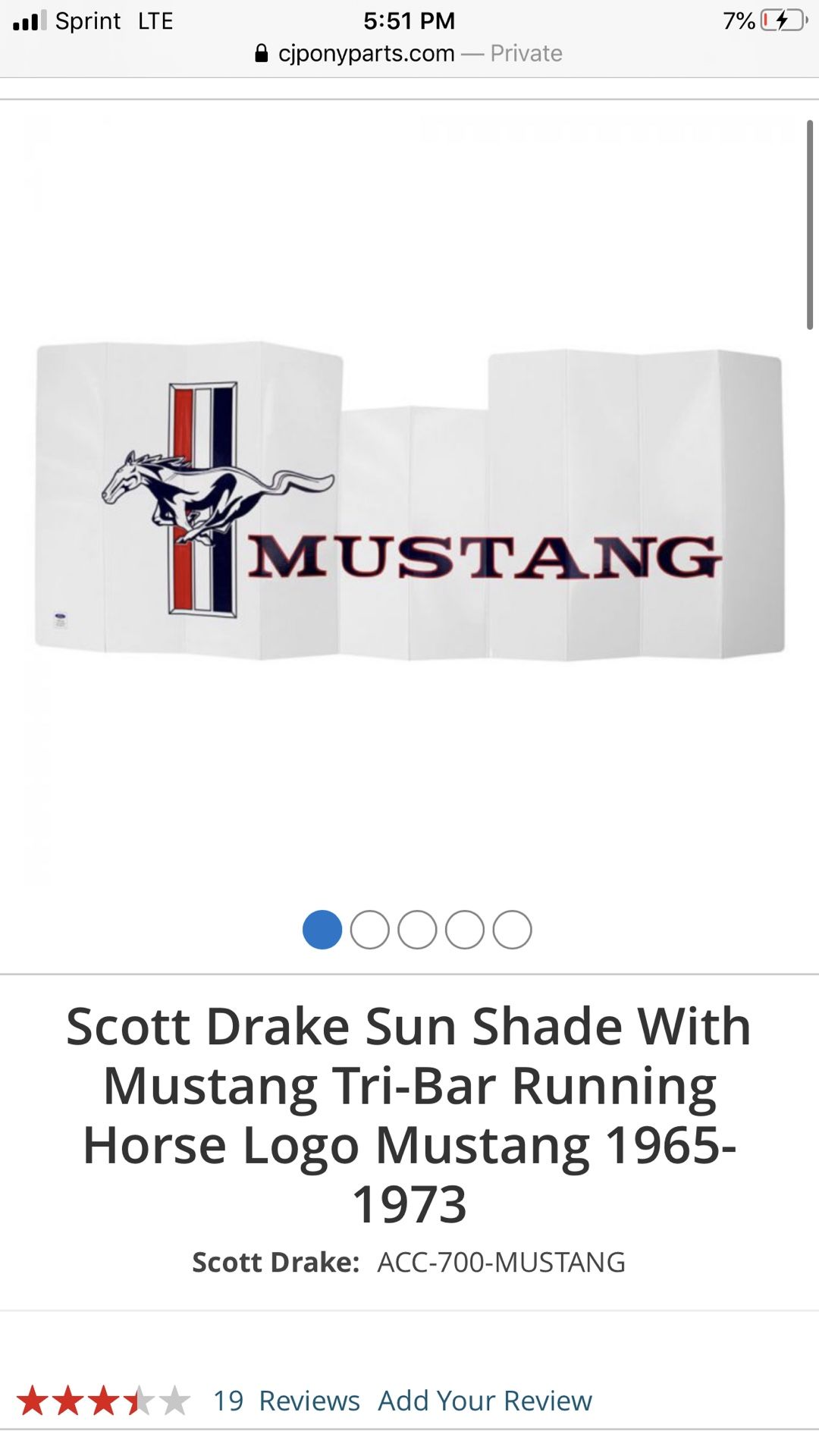 Mustang 1965 sun visor