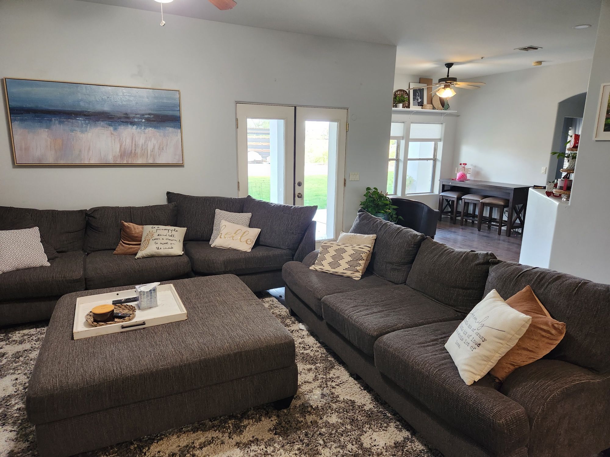 Sectional Couch With Oversized Ottoman Grey
